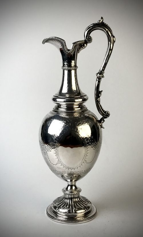 EARLY VICTORIAN SOLID SILVER STERLING WINE EWER GR ELKINGTON LONDON 1867 - ADDITIONAL PHOTO 2
