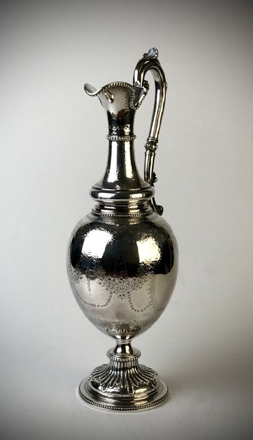 EARLY VICTORIAN SOLID SILVER STERLING WINE EWER GR ELKINGTON LONDON 1867 - ADDITIONAL PHOTO 3