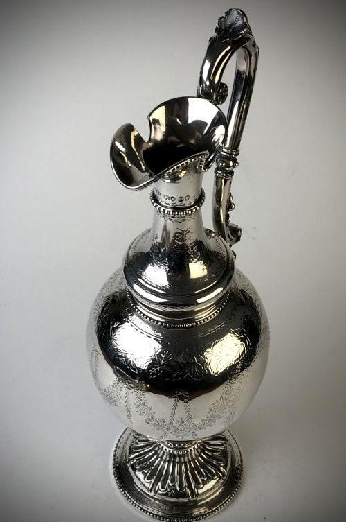 EARLY VICTORIAN SOLID SILVER STERLING WINE EWER GR ELKINGTON LONDON 1867 - ADDITIONAL PHOTO 4