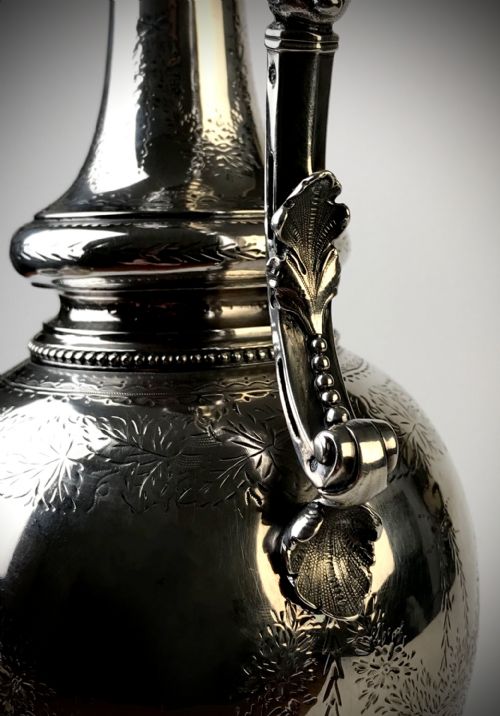EARLY VICTORIAN SOLID SILVER STERLING WINE EWER GR ELKINGTON LONDON 1867 - ADDITIONAL PHOTO 5