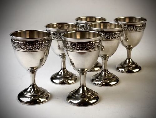 SET 6 19TH CENTURY SOLID SILVER FRENCH EGG CUPS - ADDITIONAL PHOTO 1