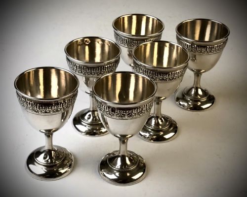 SET 6 19TH CENTURY SOLID SILVER FRENCH EGG CUPS - ADDITIONAL PHOTO 2