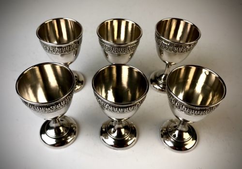 SET 6 19TH CENTURY SOLID SILVER FRENCH EGG CUPS - ADDITIONAL PHOTO 8