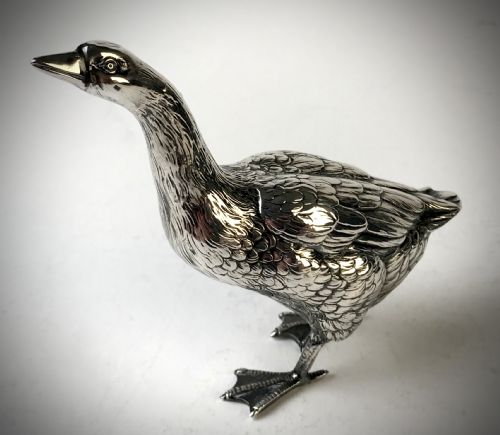 antique realistic solid silver goose animal circa 1890 - CATEGORY: ANTIQUE SILVER - DATED 1890