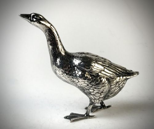 ANTIQUE REALISTIC SOLID SILVER GOOSE ANIMAL CIRCA 1890 - ADDITIONAL PHOTO 6