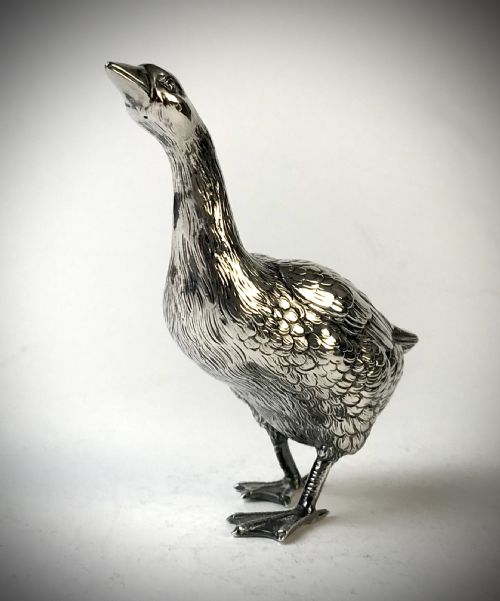 ANTIQUE REALISTIC SOLID SILVER GOOSE ANIMAL CIRCA 1890 - ADDITIONAL PHOTO 7
