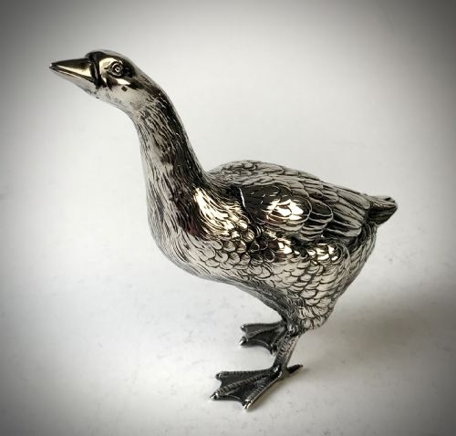 ANTIQUE REALISTIC SOLID SILVER GOOSE ANIMAL CIRCA 1890 - ADDITIONAL PHOTO 9