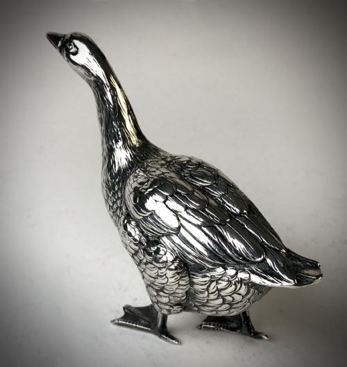 ANTIQUE REALISTIC SOLID SILVER GOOSE ANIMAL CIRCA 1890 - ADDITIONAL PHOTO 10
