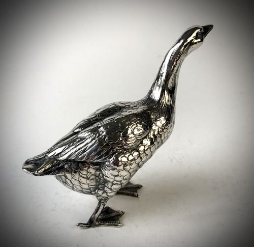 ANTIQUE REALISTIC SOLID SILVER GOOSE ANIMAL CIRCA 1890 - ADDITIONAL PHOTO 11