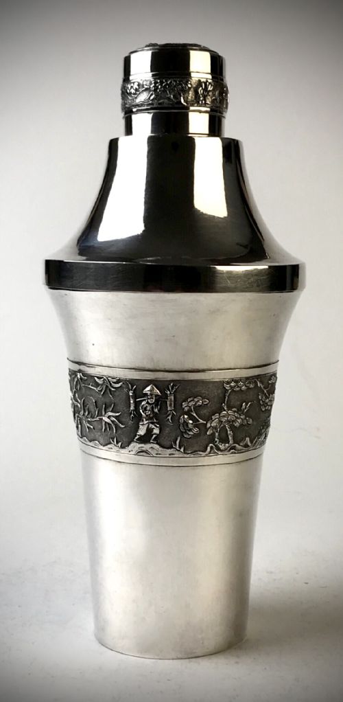 MAGNIFICENT SOLID SILVER STERLING COCKTAIL SHAKER ORIENTAL CHINESE CIRCA 1920 - ADDITIONAL PHOTO 2