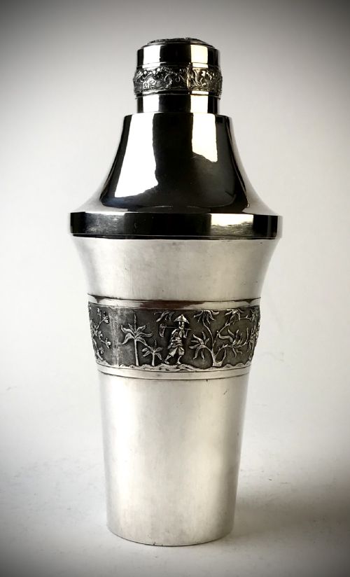 MAGNIFICENT SOLID SILVER STERLING COCKTAIL SHAKER ORIENTAL CHINESE CIRCA 1920 - ADDITIONAL PHOTO 4