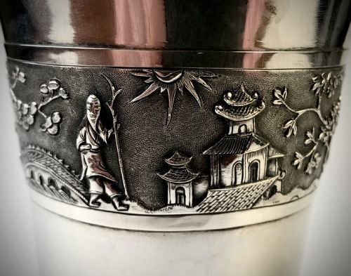 MAGNIFICENT SOLID SILVER STERLING COCKTAIL SHAKER ORIENTAL CHINESE CIRCA 1920 - ADDITIONAL PHOTO 8