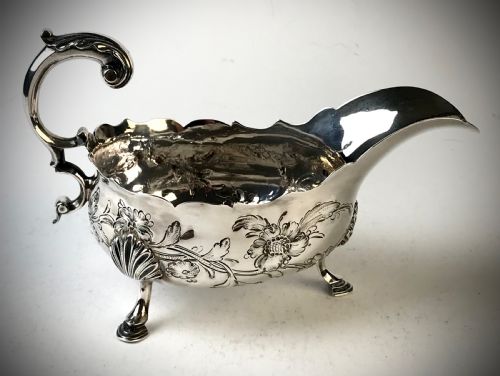 georgian solid silver sterling sauce boat london 1766 william shaw - CATEGORY: ANTIQUE SILVER - DATED GEORGIAN