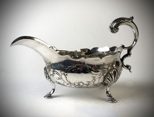 GEORGIAN SOLID SILVER STERLING SAUCE BOAT LONDON 1766 WILLIAM SHAW - ADDITIONAL PHOTO 2