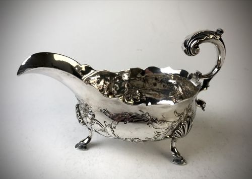 GEORGIAN SOLID SILVER STERLING SAUCE BOAT LONDON 1766 WILLIAM SHAW - ADDITIONAL PHOTO 4