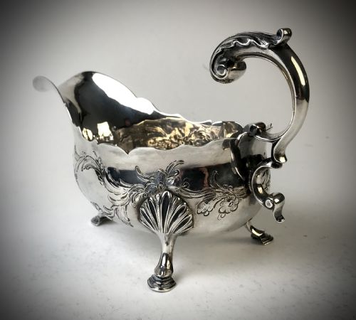 GEORGIAN SOLID SILVER STERLING SAUCE BOAT LONDON 1766 WILLIAM SHAW - ADDITIONAL PHOTO 5