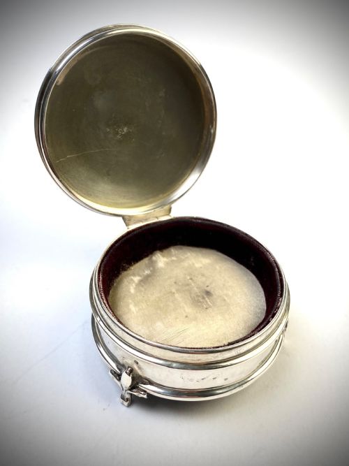 ANTIQUE SOLID SILVER STERLING RING BOX GUILLOCHE ENAMEL 1913 - ADDITIONAL PHOTO 3