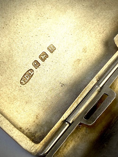RARE ANTIQUE CIGARETTE CASE AND VESTA SOLID STERLING SILVER 1919 - ADDITIONAL PHOTO 4