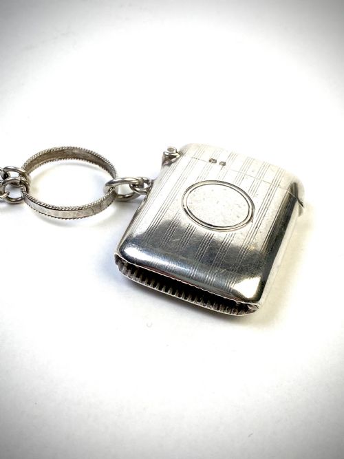 RARE ANTIQUE CIGARETTE CASE AND VESTA SOLID STERLING SILVER 1919 - ADDITIONAL PHOTO 6