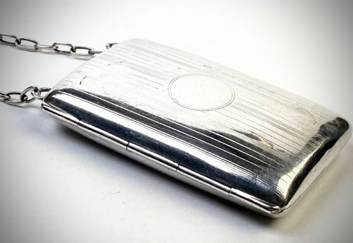 RARE ANTIQUE CIGARETTE CASE AND VESTA SOLID STERLING SILVER 1919 - ADDITIONAL PHOTO 7