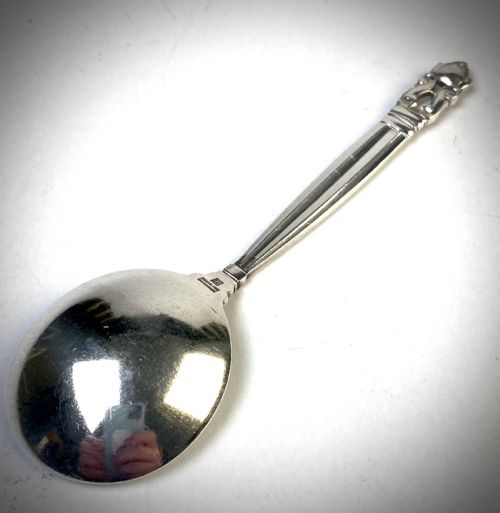 GEORG JENSEN SOLID SILVER STERLING SPOON ACORN PATTERN DENMARK - ADDITIONAL PHOTO 1