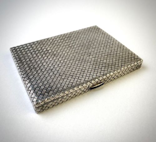 solid sterling silver sapphire j lacloche paris cigarette case 1920 art deco - CATEGORY: ANTIQUE SILVER - DATED 1920