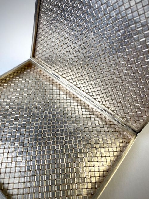 SOLID STERLING SILVER SAPPHIRE J LACLOCHE PARIS CIGARETTE CASE 1920 ART DECO - ADDITIONAL PHOTO 3