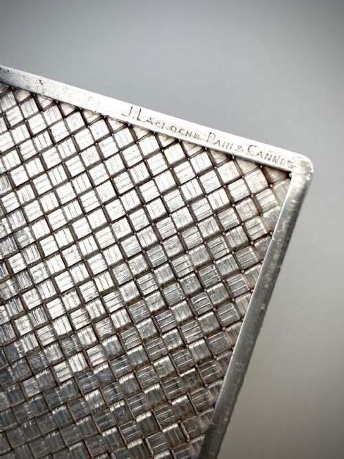 SOLID STERLING SILVER SAPPHIRE J LACLOCHE PARIS CIGARETTE CASE 1920 ART DECO - ADDITIONAL PHOTO 6