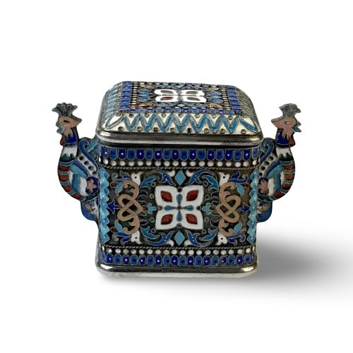 RUSSIAN IMPERIAL PAVEL OVCHINNIKOV CLOISONN SILVER SALT CELLAR - ADDITIONAL PHOTO 5