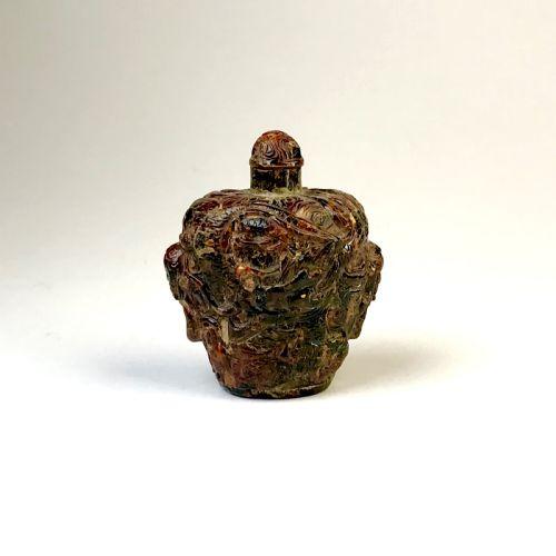 ANTIQUE CHINESE AMBER CARVED SNUFF BOTTLE 19TH C QING DYNASTY DRAGONS - ADDITIONAL PHOTO 2