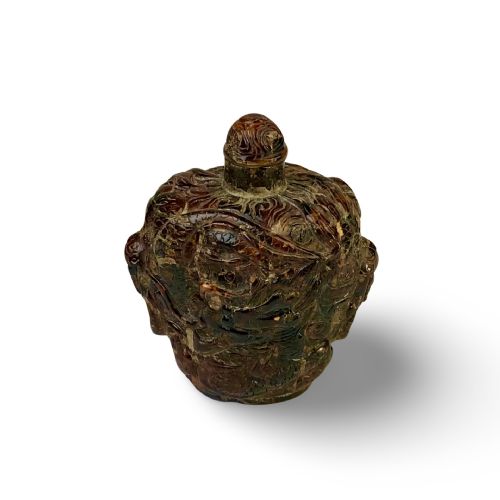 ANTIQUE CHINESE AMBER CARVED SNUFF BOTTLE 19TH C QING DYNASTY DRAGONS - ADDITIONAL PHOTO 5