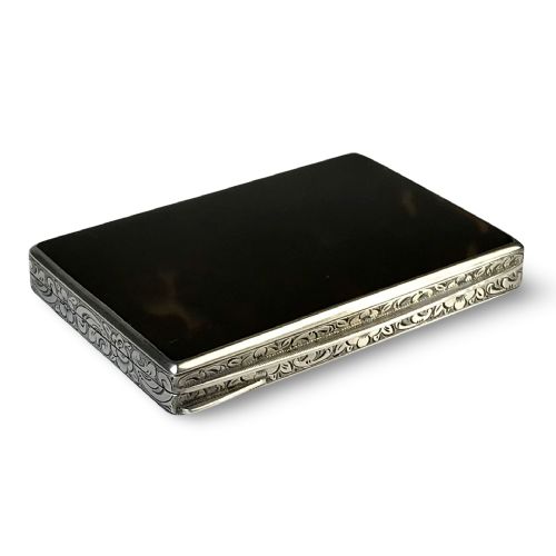 ANTIQUE SOLID SILVER AND TORTOISESHELL SNUFF BOX - ADDITIONAL PHOTO 2