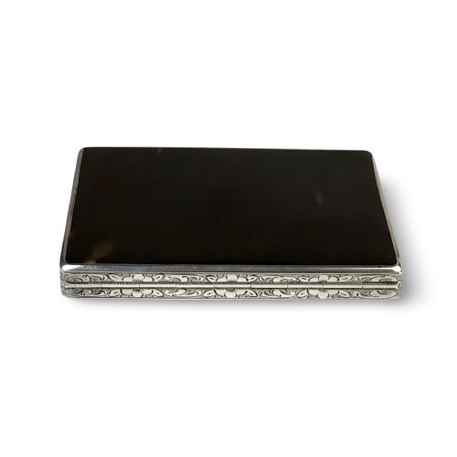 ANTIQUE SOLID SILVER AND TORTOISESHELL SNUFF BOX - ADDITIONAL PHOTO 3