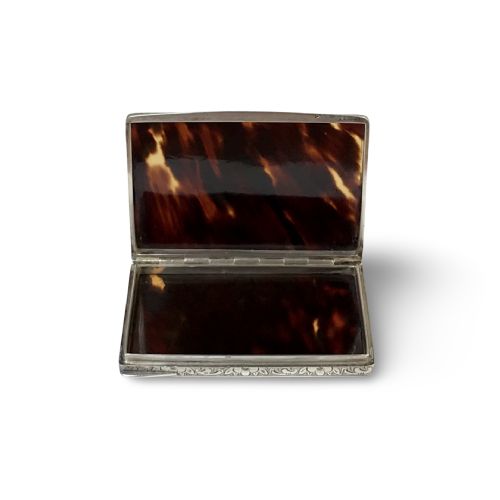 ANTIQUE SOLID SILVER AND TORTOISESHELL SNUFF BOX - ADDITIONAL PHOTO 5
