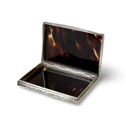 ANTIQUE SOLID SILVER AND TORTOISESHELL SNUFF BOX - ADDITIONAL PHOTO 6