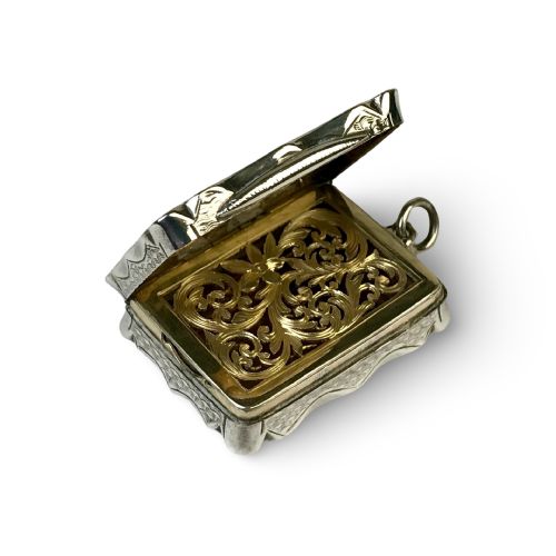 VICTORIAN SOLID SILVER STERLING VINAIGRETTE 1887 - ADDITIONAL PHOTO 6