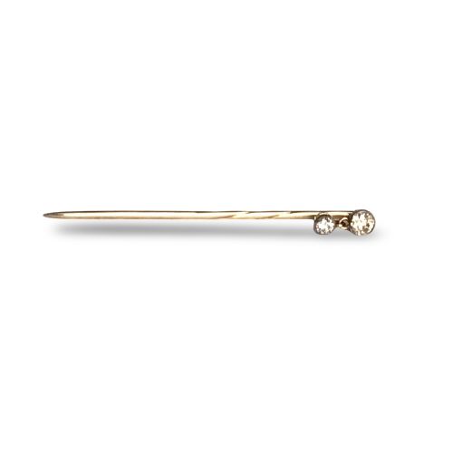 antique 18k gold double diamond barley twist stickpin circa 1920 tie pin - CATEGORY: ANTIQUE JEWELLERY - DATED 1920
