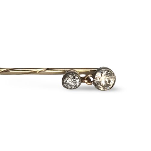 ANTIQUE 18K GOLD DOUBLE DIAMOND BARLEY TWIST STICKPIN CIRCA 1920 TIE PIN - ADDITIONAL PHOTO 5