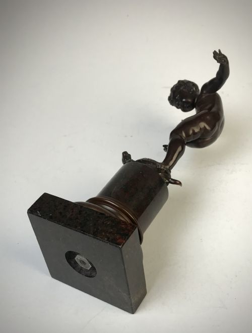 BRONZE STATUE OF BOY STANDING ON TORTOISE BY OTTO GEYER C 1880 - ADDITIONAL PHOTO 7