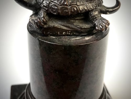 BRONZE STATUE OF BOY STANDING ON TORTOISE BY OTTO GEYER C 1880 - ADDITIONAL PHOTO 10
