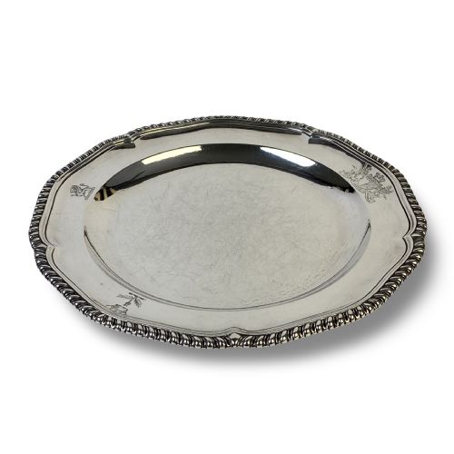 georgian solid silver sterling silver dinner plate london 1764 sebastian james crespell - CATEGORY: ANTIQUE SILVER - DATED 18TH CENTURY