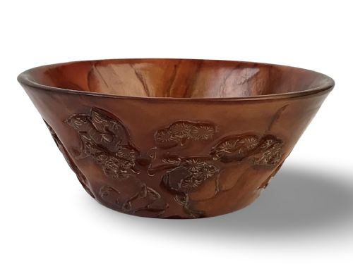 CHINESE 19TH CENTURY HORN BOWL QING DYNASTY - ADDITIONAL PHOTO 3