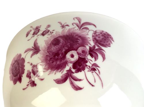 LARGE MEISSEN 18TH CENTURY PORCELAIN BOWL HAND PAINTED FLOWERS - ADDITIONAL PHOTO 8