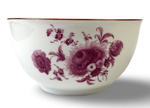 LARGE MEISSEN 18TH CENTURY PORCELAIN BOWL HAND PAINTED FLOWERS - ADDITIONAL PHOTO 9