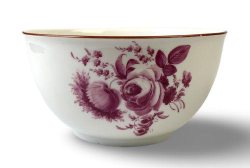 LARGE MEISSEN 18TH CENTURY PORCELAIN BOWL HAND PAINTED FLOWERS - ADDITIONAL PHOTO 10