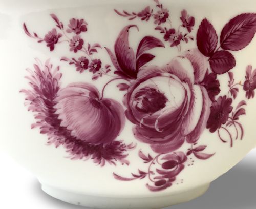 LARGE MEISSEN 18TH CENTURY PORCELAIN BOWL HAND PAINTED FLOWERS - ADDITIONAL PHOTO 11