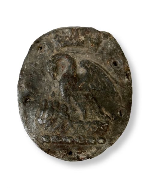 religious plaque papal pelican feeding its young 17th century - CATEGORY: ANTIQUE METAL - DATED 17TH CENTURY