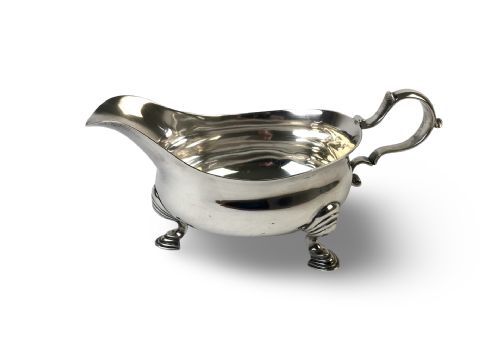 GEORGIAN SOLID SILVER STERLING SAUCE GRAVY BOAT LONDON 1743 18TH CENTURY - ADDITIONAL PHOTO 1