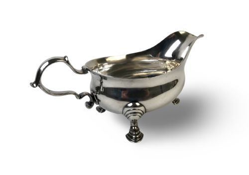 GEORGIAN SOLID SILVER STERLING SAUCE GRAVY BOAT LONDON 1743 18TH CENTURY - ADDITIONAL PHOTO 3