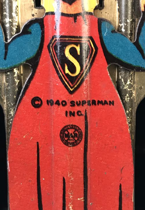 MARX TIN WINDUP SUPERMAN ROLLOVER TANK GOLD BLUE 1940 - ADDITIONAL PHOTO 6